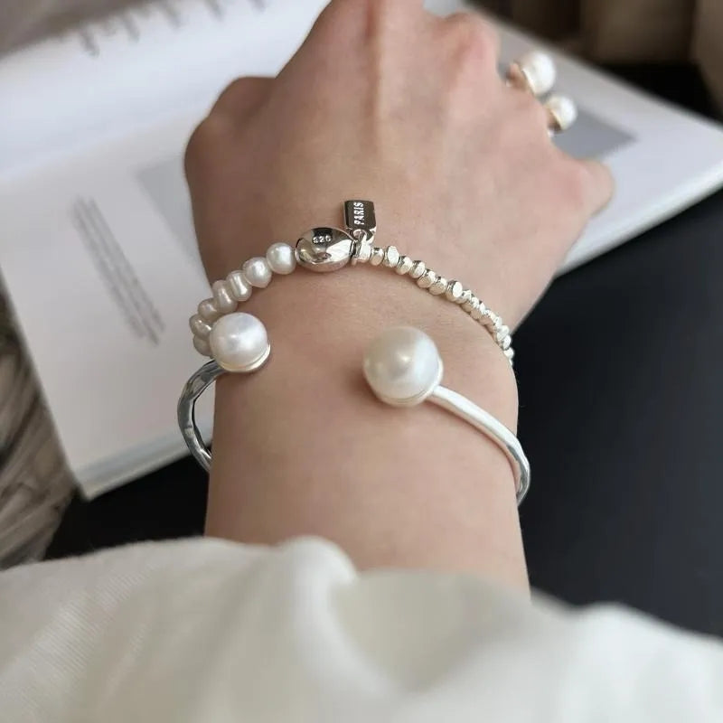 925 Mini Pebbles Beads X FW pearls Tag Bracelet (BACKORDER)