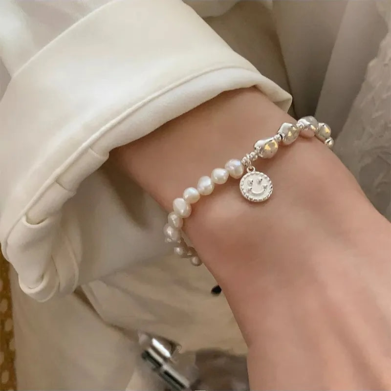 925 Happy Pebbles x FW Pearls Smiley Bracelet