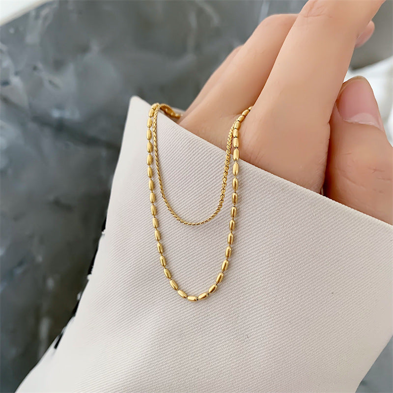 18K Danity Layered Simple Beads Necklace (BACKORDER)