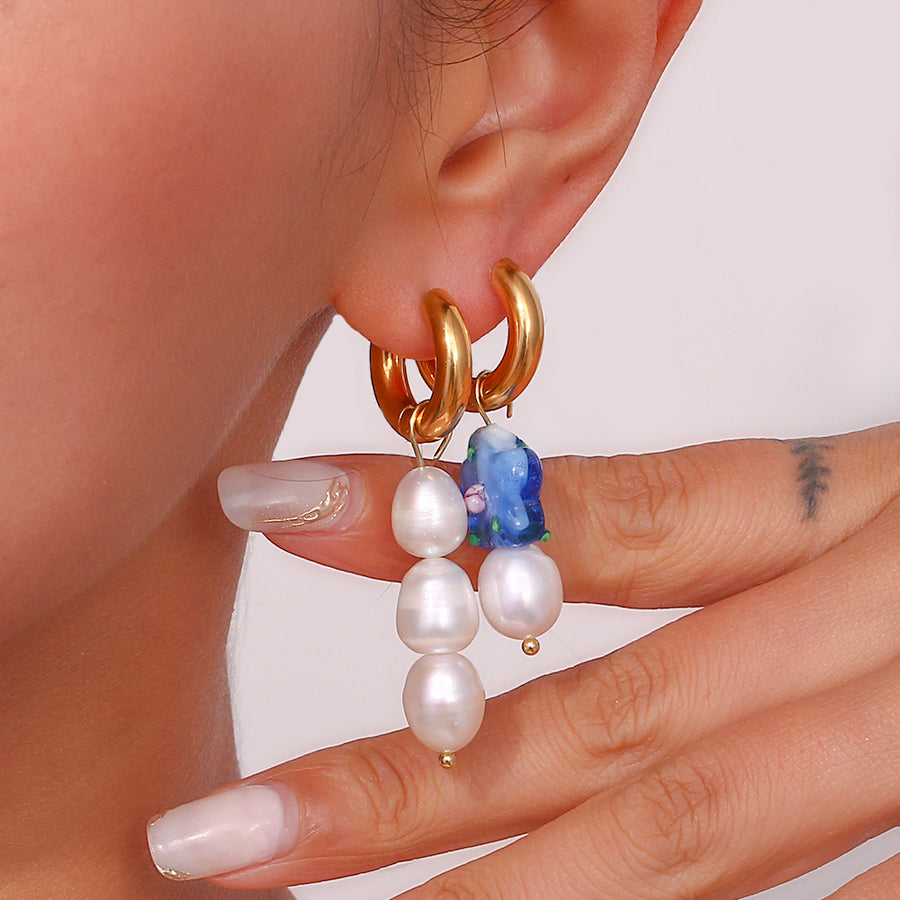 GARDEN BOHO - Dreamy Floral Fw Pearls Earhoops