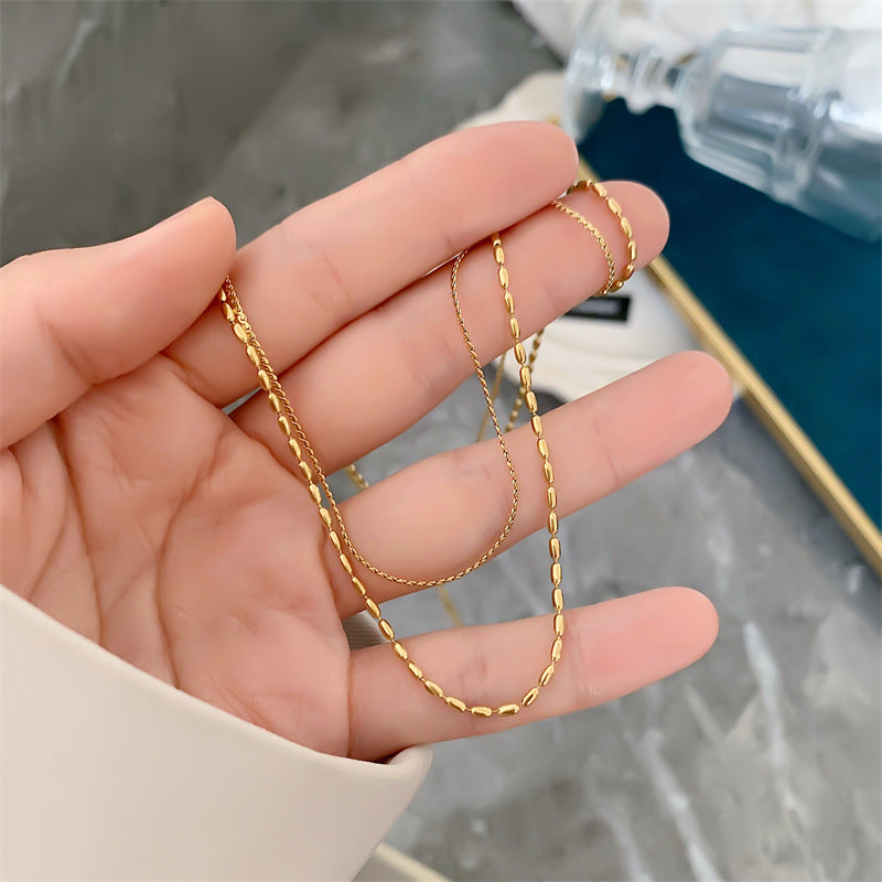 18K Danity Layered Simple Beads Necklace (BACKORDER)