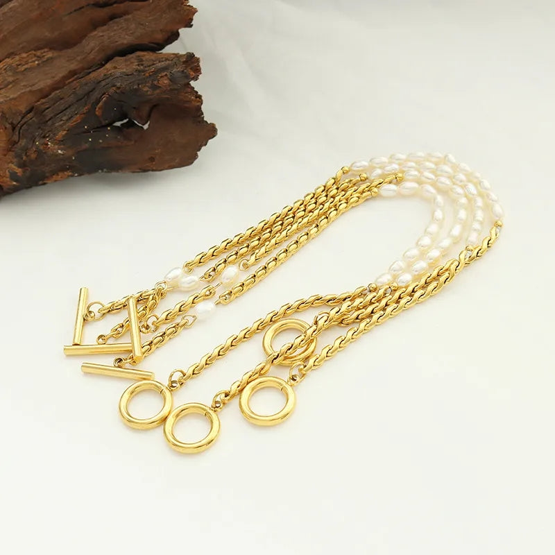 14K FW Pearls Rope OT- Bar Bracelet (BACKORDER)