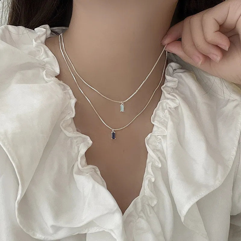 925 Sapphire Blue Semi Precious Stone Necklace