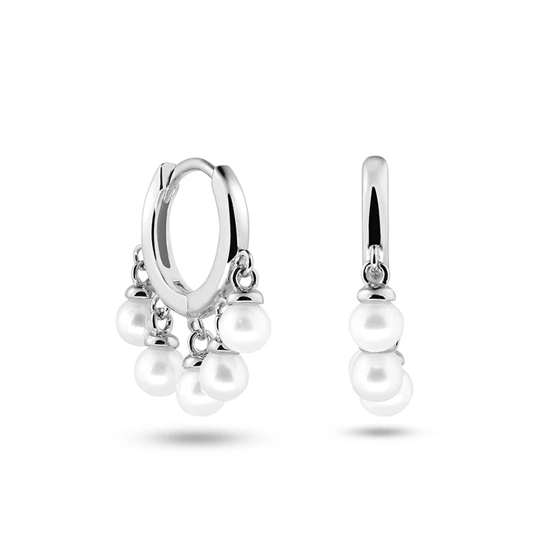 925 Pearls Jingles Hoop Earrings