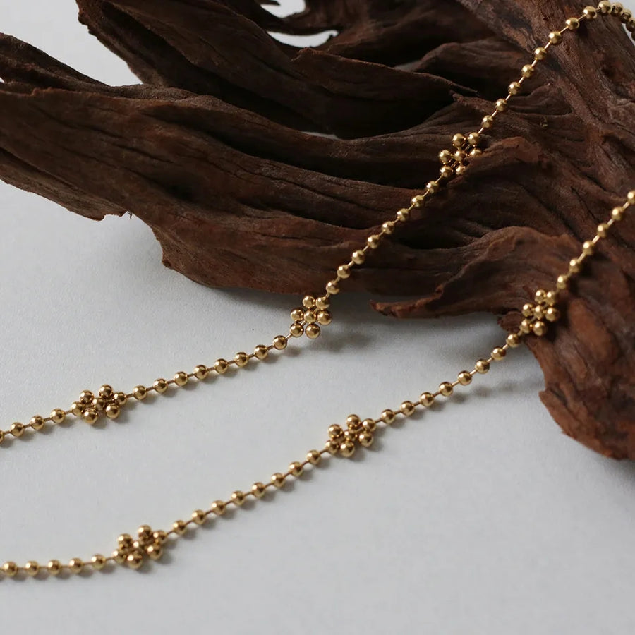 14K Flowers Beads Chain Necklace (BACKORDER)