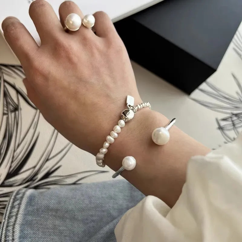 925 Mini Pebbles Beads X FW pearls Tag Bracelet (BACKORDER)