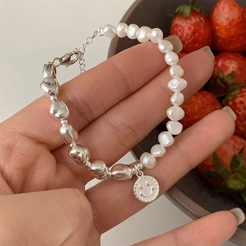 925 Happy Pebbles x FW Pearls Smiley Bracelet