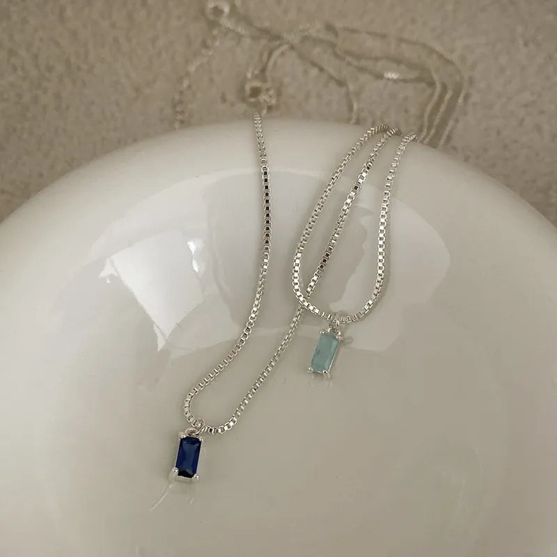 925 Sapphire Blue Semi Precious Stone Necklace