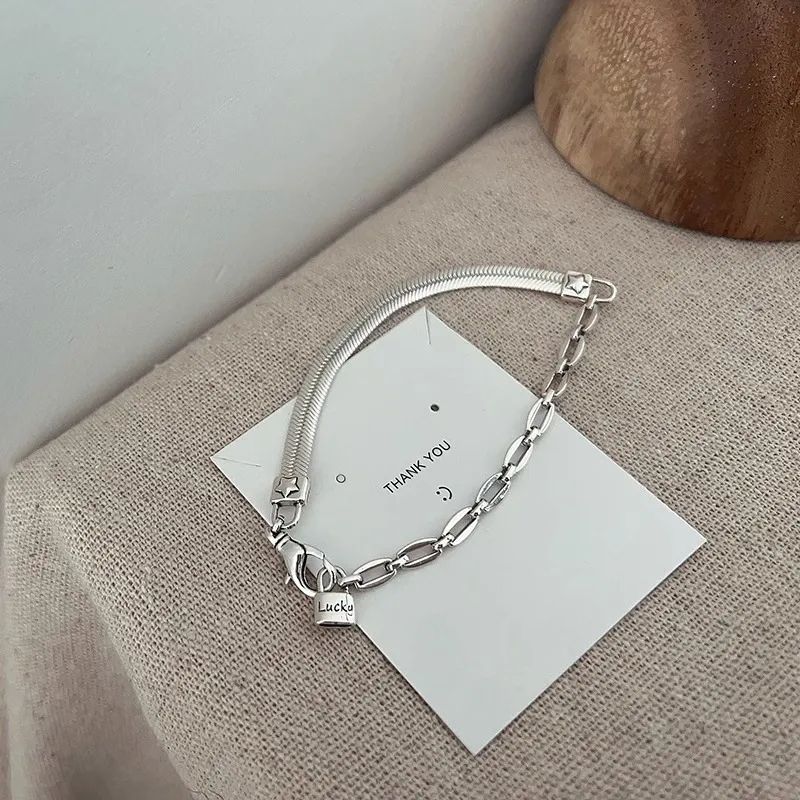 925 Half Snake Chain Mini Padlock Bracelet