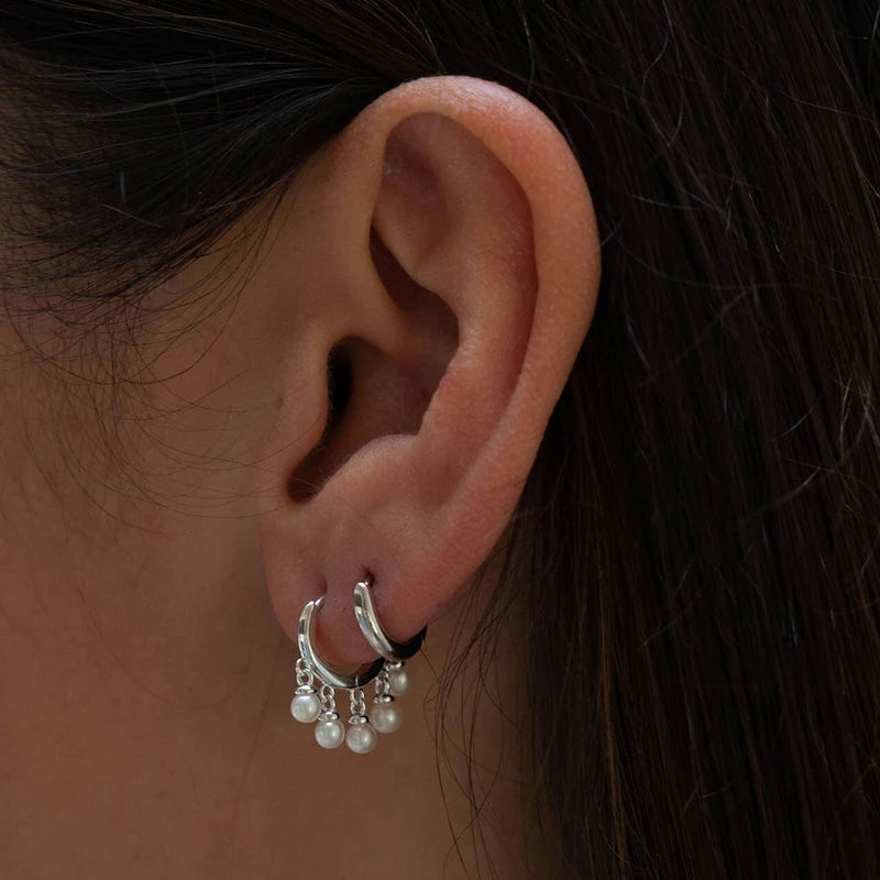 925 Pearls Jingles Hoop Earrings
