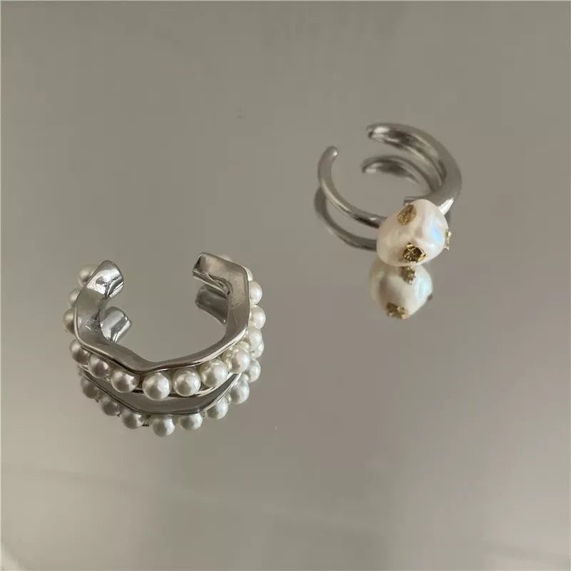 925 Olley Pearls Beads Wave Ring