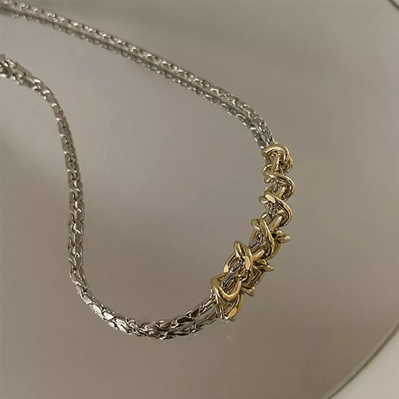 925 Mix Tone Spiral Rope Chain Necklace (BACKORDER)