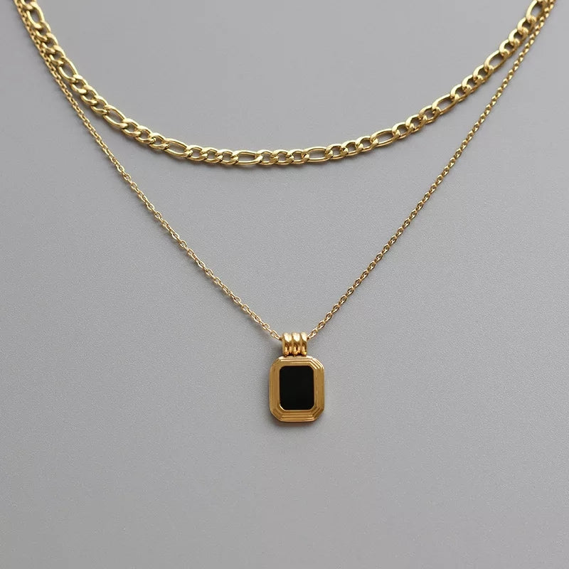 18K Duo Figaro x Black Tag Necklace (BACKORDER)