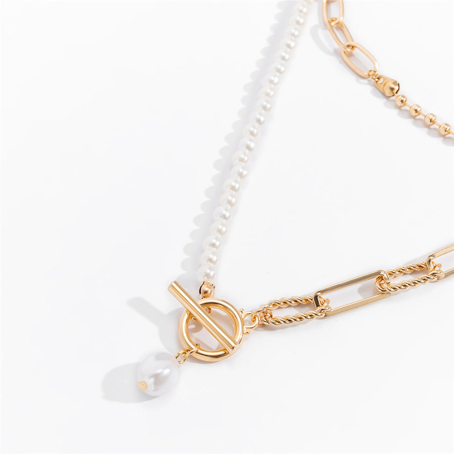SS Cassie 2Pcs Pearl x Multi Chain Necklace