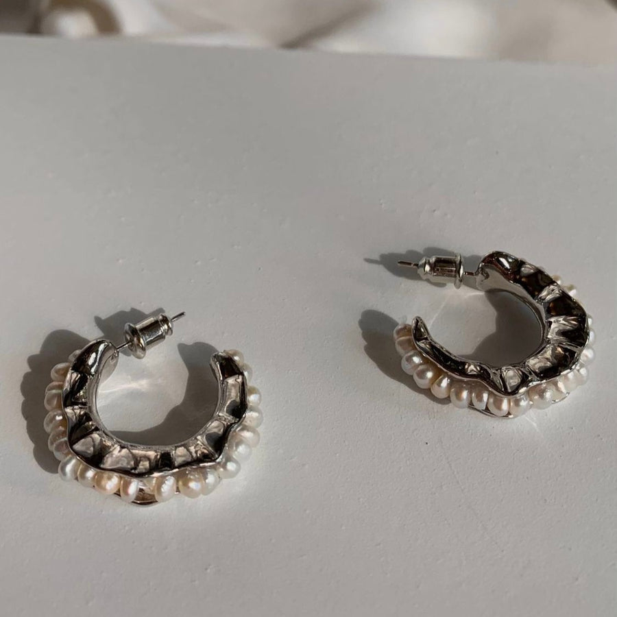 925 Pearlyn C Hoop Earrings (BACKORDER)