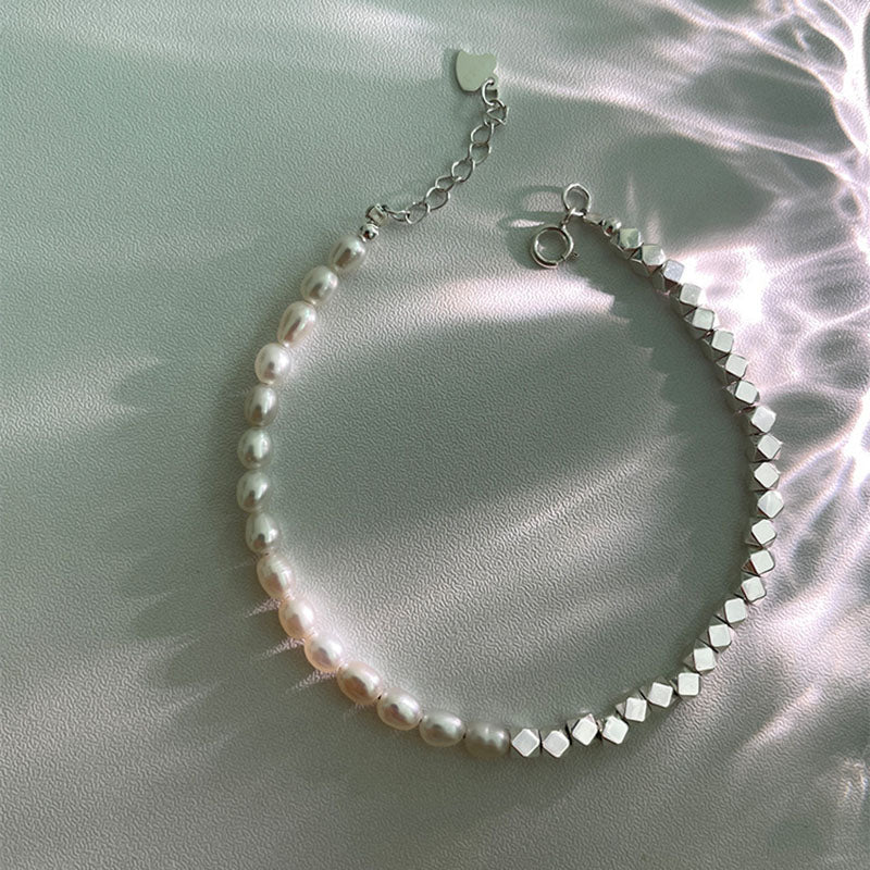 925 FW Pearls x Diamond Cube Beads Bracelet (BACKORDER)
