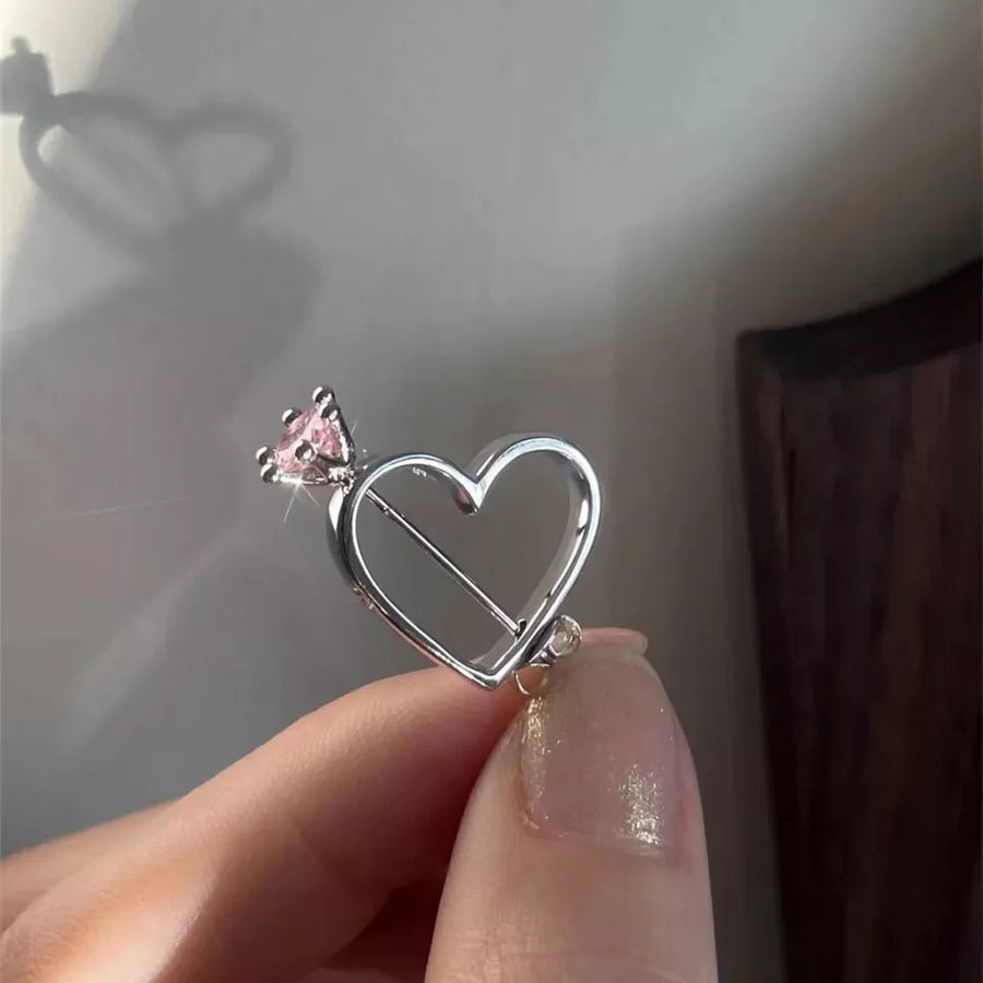 925 Fall In Love Crystal Heart Pin Earrings (BACKORDER)