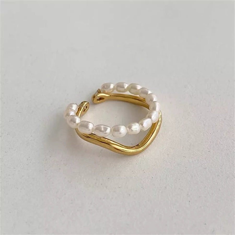 18K Mini FW Pearls Sling Layered Wave Ring (BACKORDER)