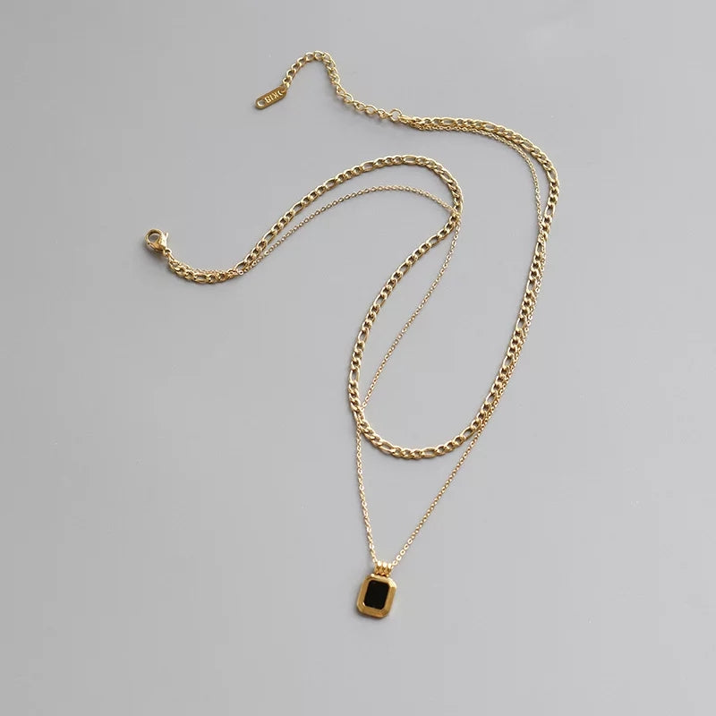 18K Duo Figaro x Black Tag Necklace (BACKORDER)