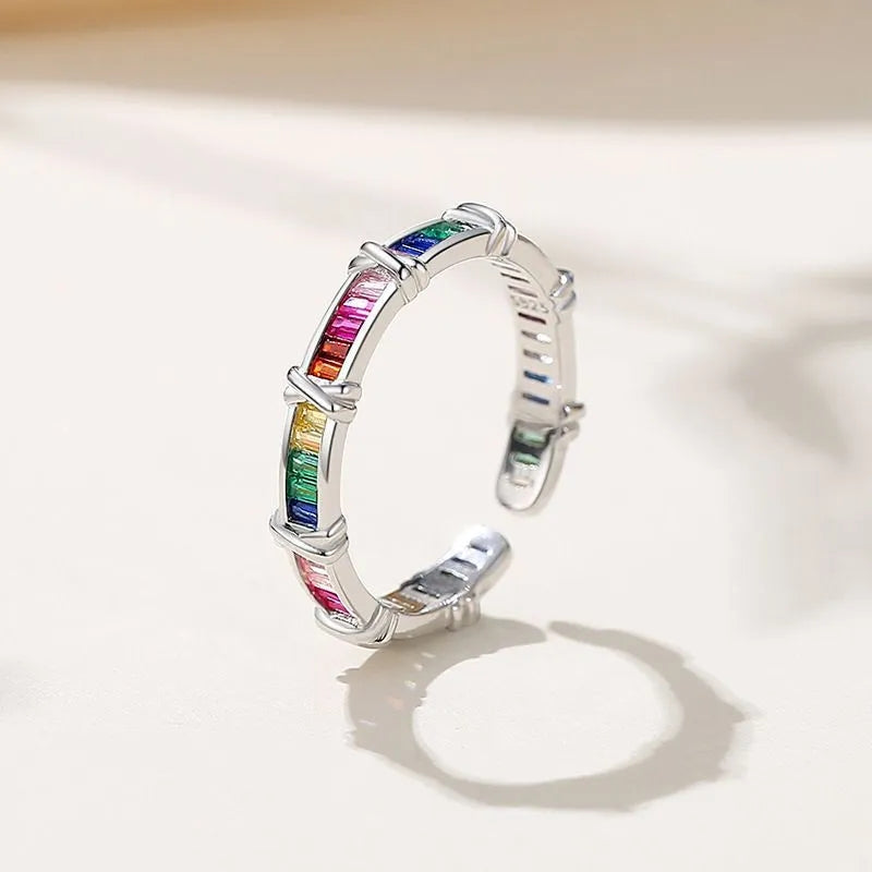 925 Thin Mya Rainbow Crystal Ring