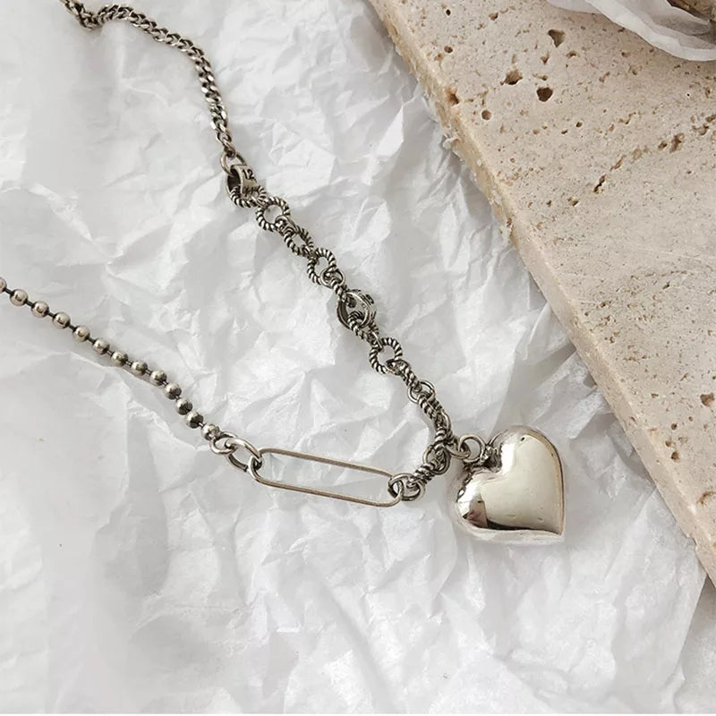 925 Multi Chain x Heart Necklace (BACKORDER)