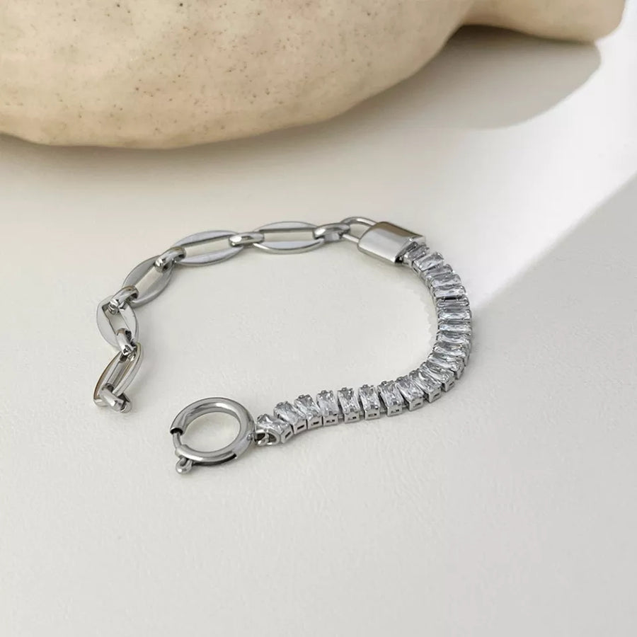 CAPSULE COLLECTION - 925 Half Gem Padlock Chain Bracelet