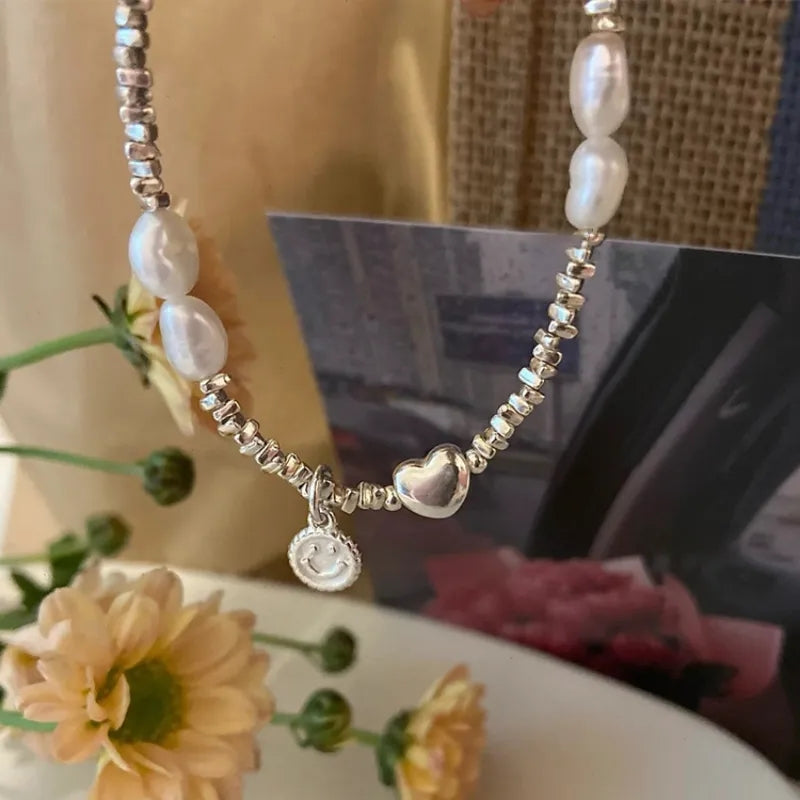 925 Smiley Beads x Pearl Love Hook Bracelet (BACKORDER)
