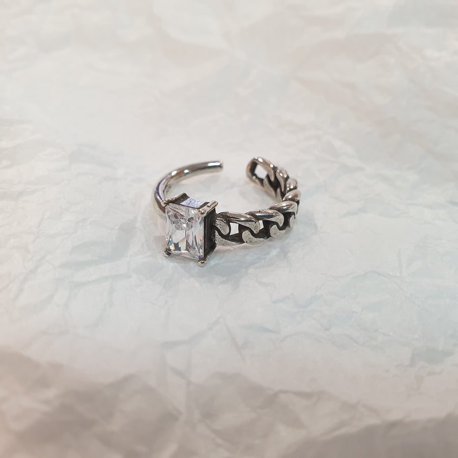 925 Clear Crystal Half Chain Ring (BACKORDER)