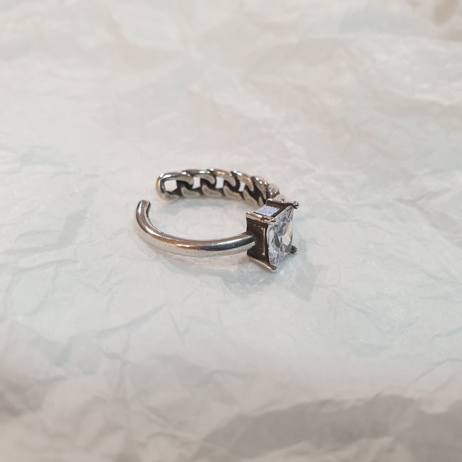 925 Clear Crystal Half Chain Ring (BACKORDER)