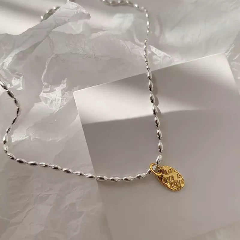 925 Beads Chain x Gold Tag Necklace
