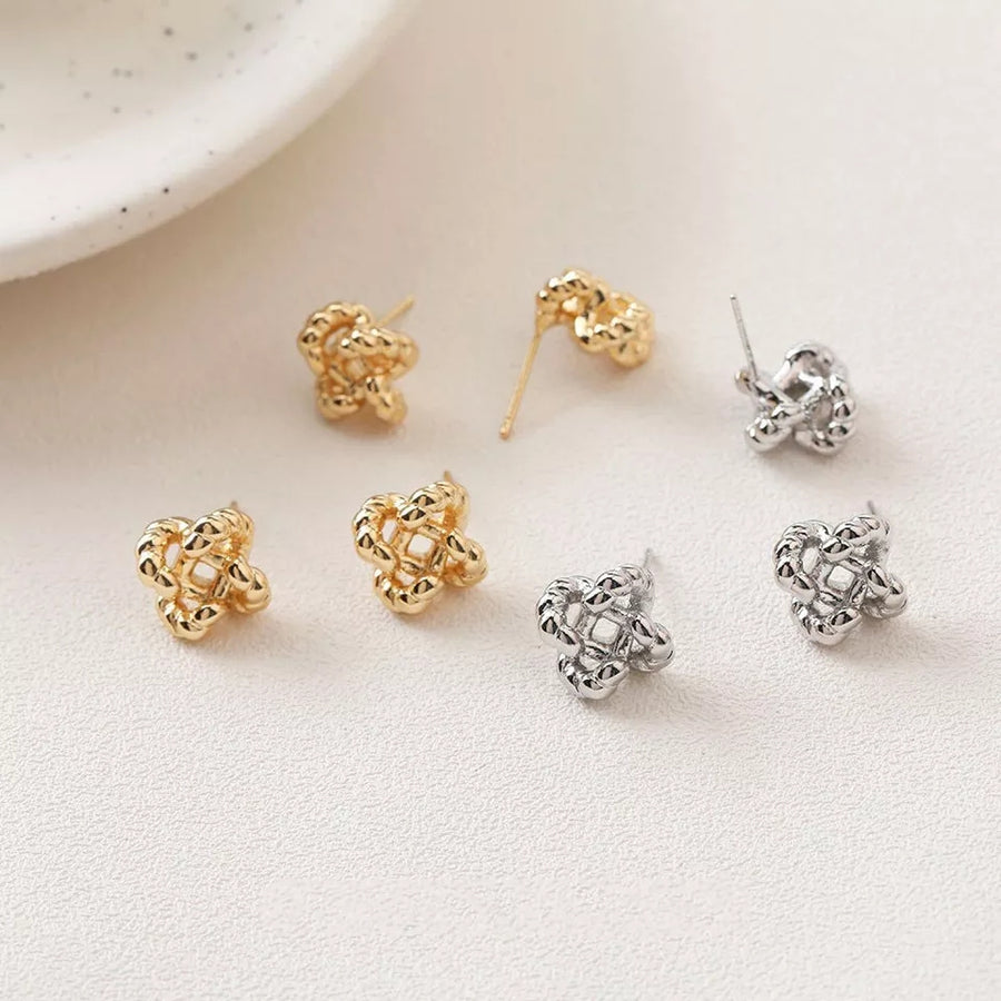 925 Rope Knot Button Ear Studs (BACKORDER)