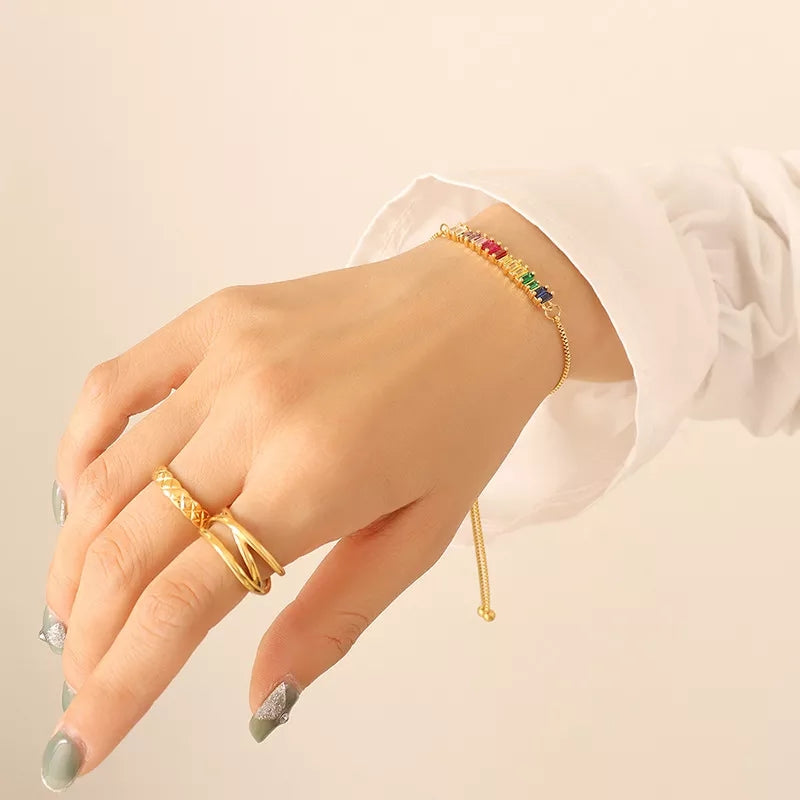 18K Rainbow Crystal Drawstring Bracelet