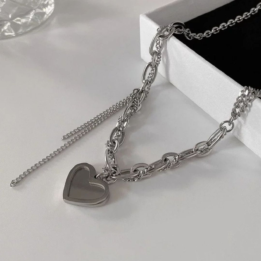 925 Tassel Chain x Heart Tag Necklace (BACKORDER)