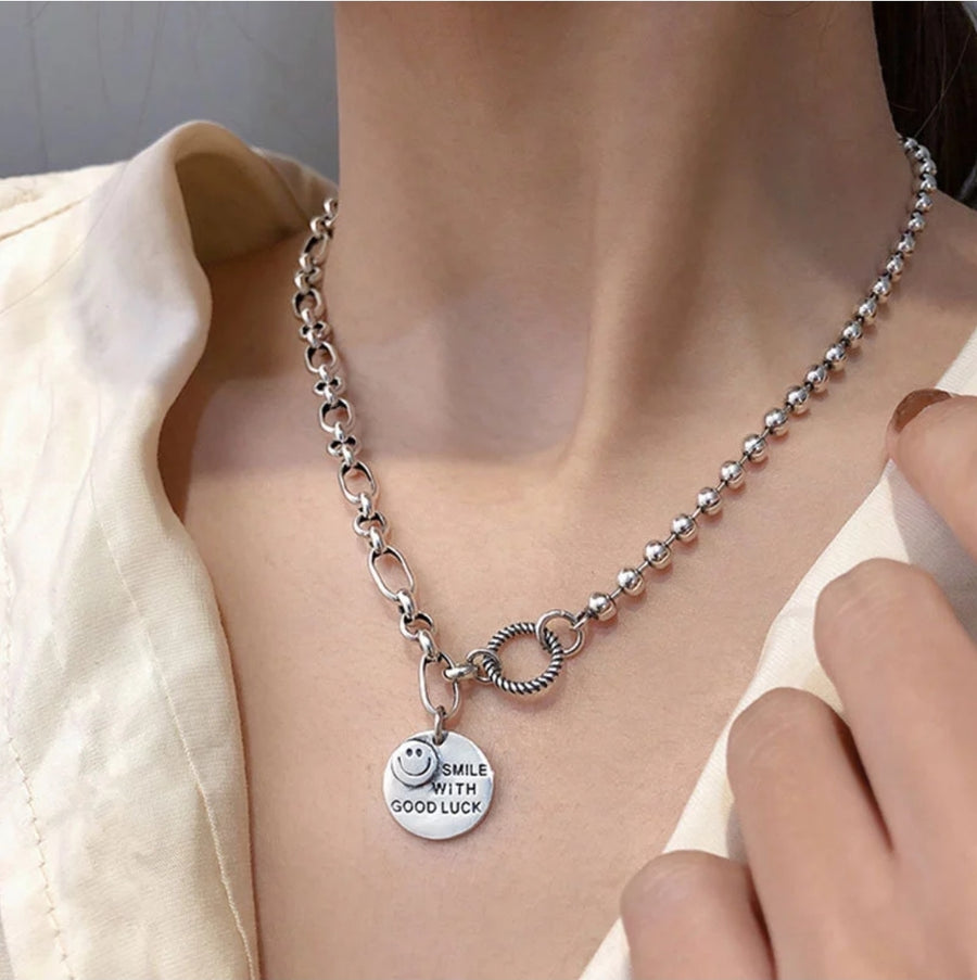 925 Happy Beads x Chain Necklace (BACKORDER)