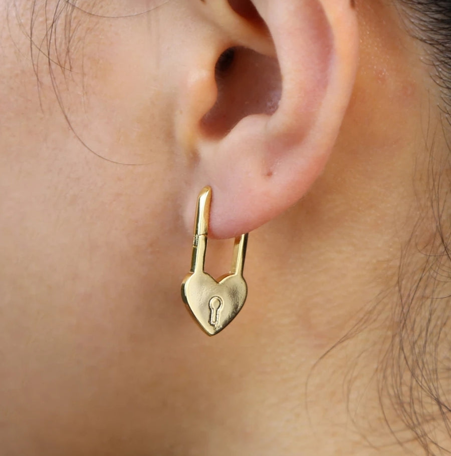 925 Sweetheart Padlock Earrings (BACKORDER)