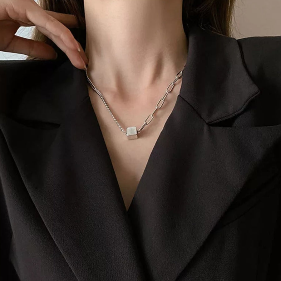 925 Cube Multi Chain Necklace (BACKORDER)