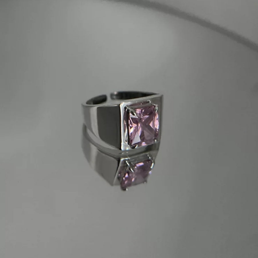 925 Girl Boss Crystal Ring