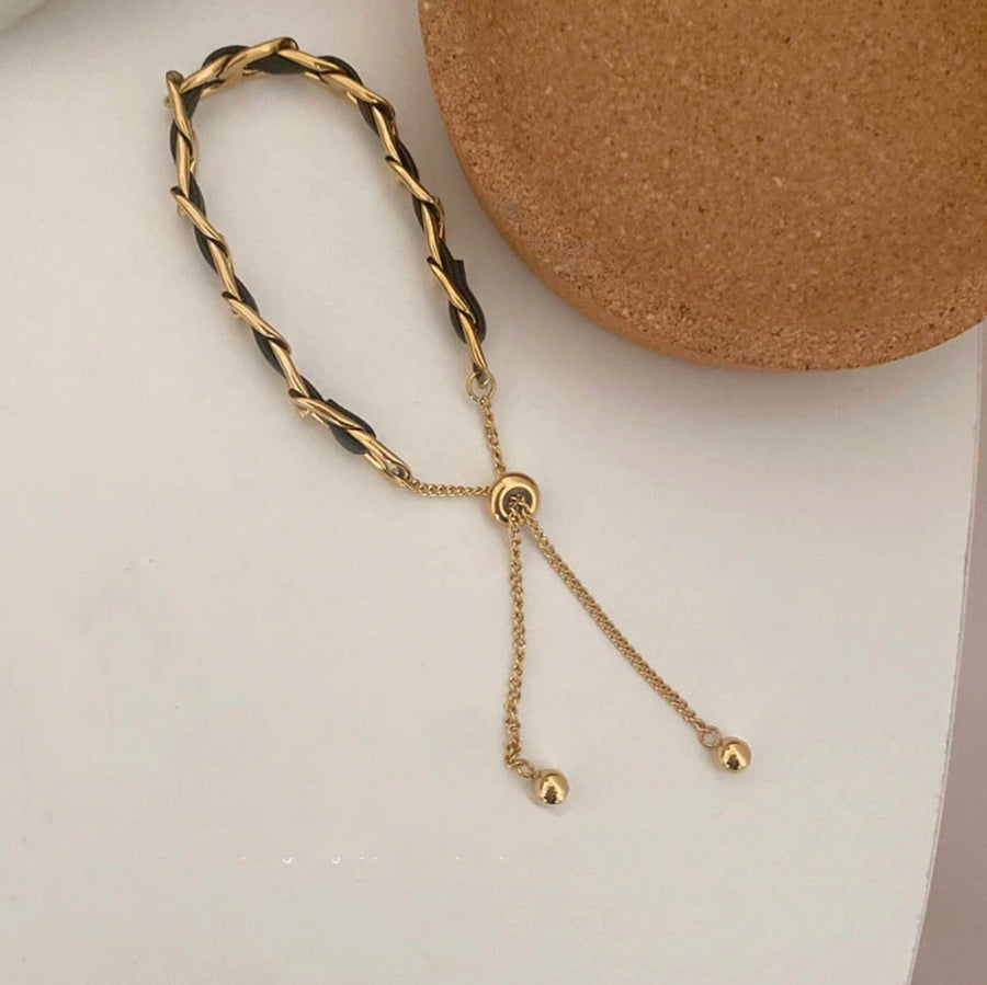 925 PU Leather Drawstring Chain Bracelet (BACKORDER)