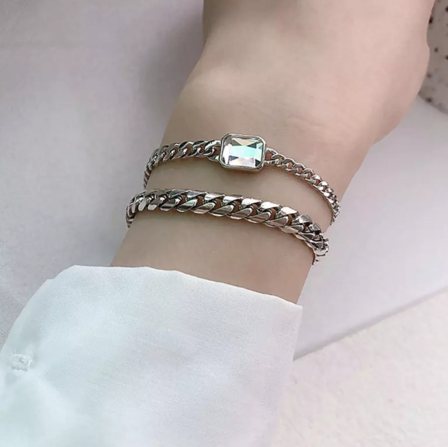 925 Crystal Flat Chain Bracelet (BACKORDER)