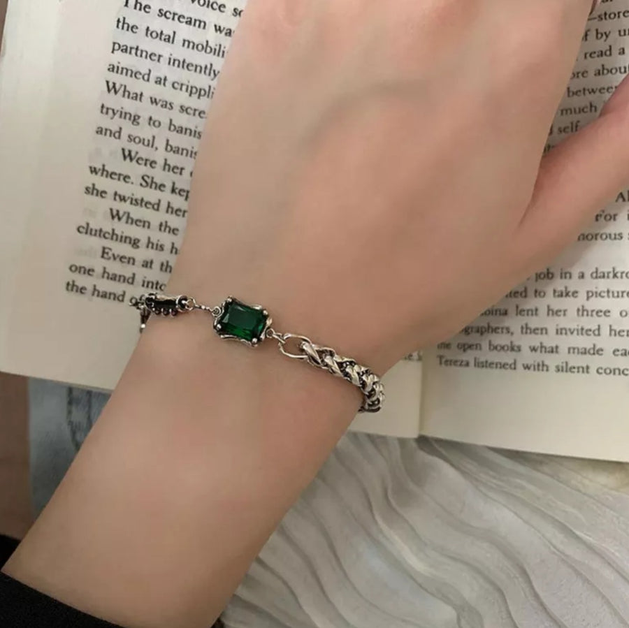 925 Emerald Green Crystal Rope Bracelet (BACKORDER)