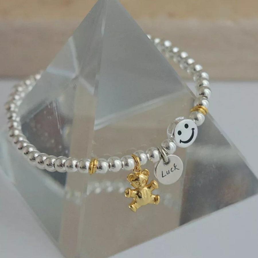 925 Goldilocks Smiley Elastic Beads Bracelet (BACKORDER)