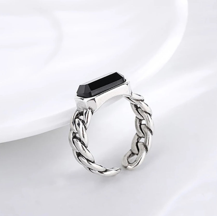 925 Onyx Bar Chain Ring (BACKORDER)