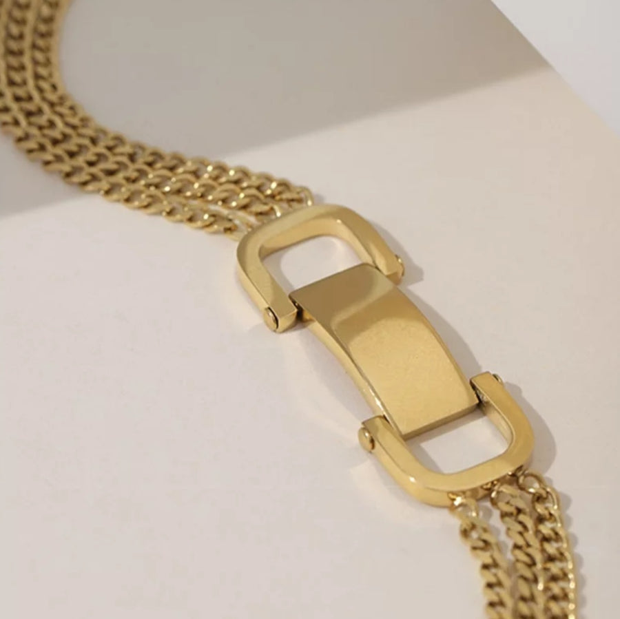 18K Buckle Layered Chain Bracelet (BACKORDER)