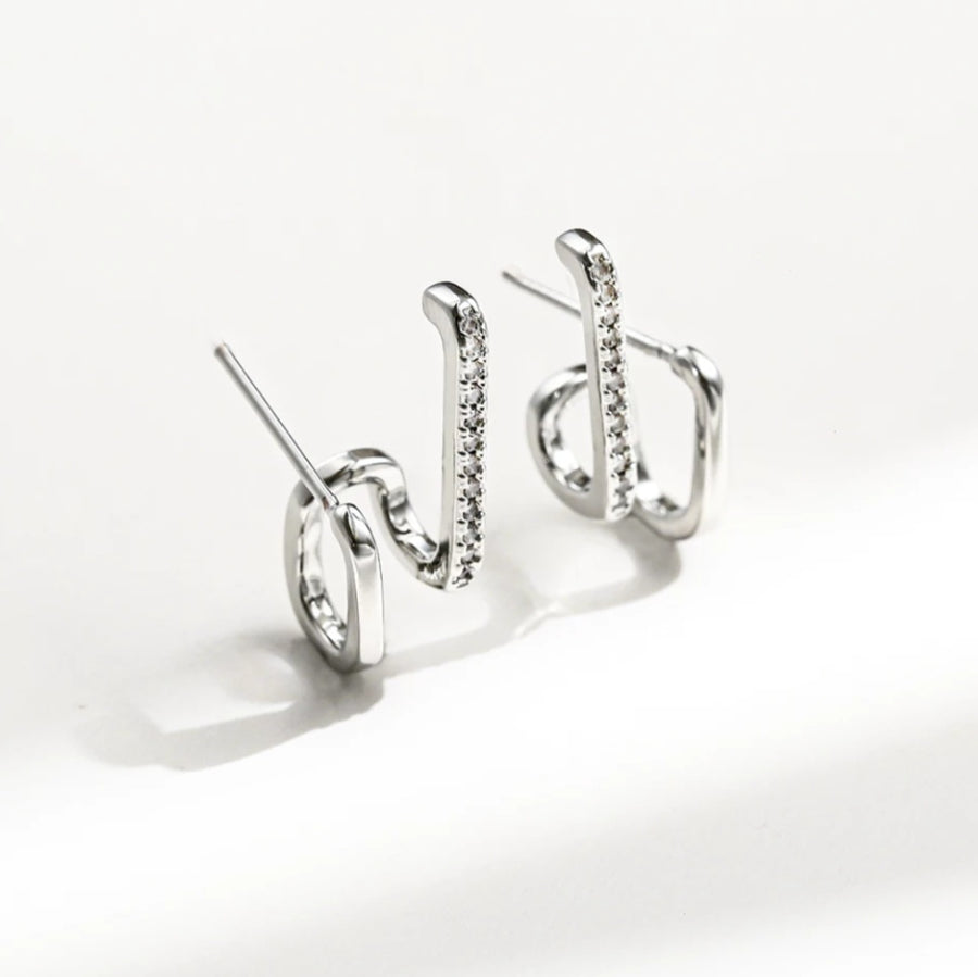 925 Mini Crystal Duo Cuff Earrings (BACKORDER)