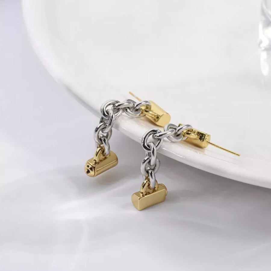925 Pin Rod Dangling Chain Earrings (BACKORDER)