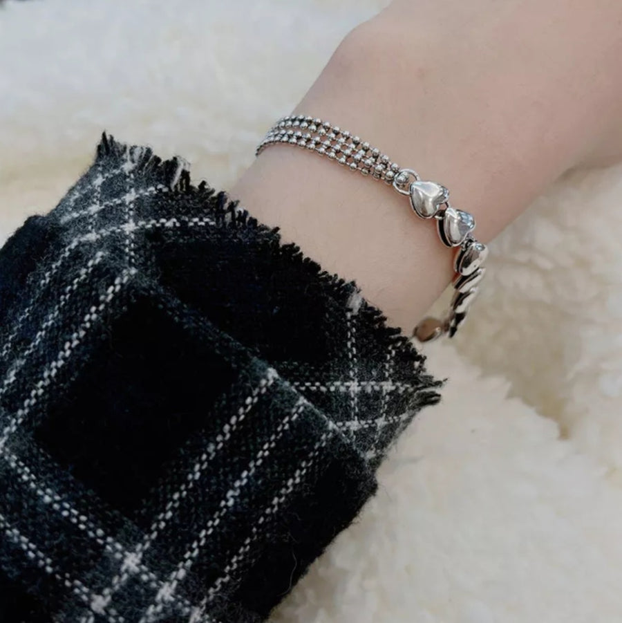 925 Link Heart x Beads Bracelet (BACKORDER)