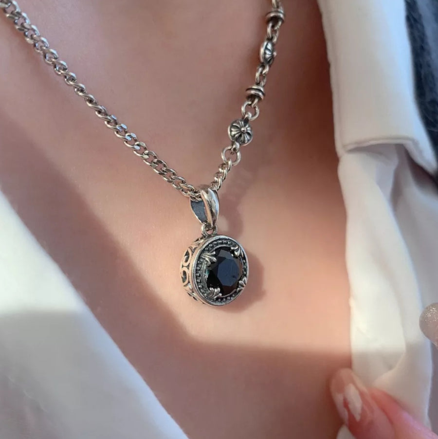 925 Chrono Black Crystal Necklace (BACKORDER)