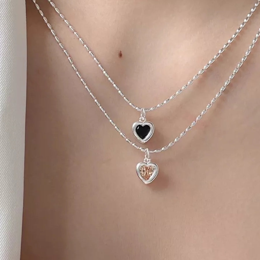 925 Crystal Heart Beads Necklace