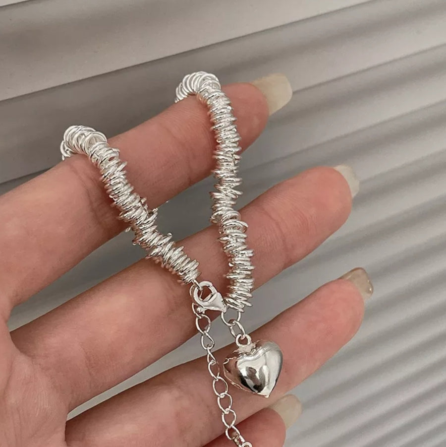 925 Giselle Multi Rings Puff Heart Bracelet (BACKORDER)