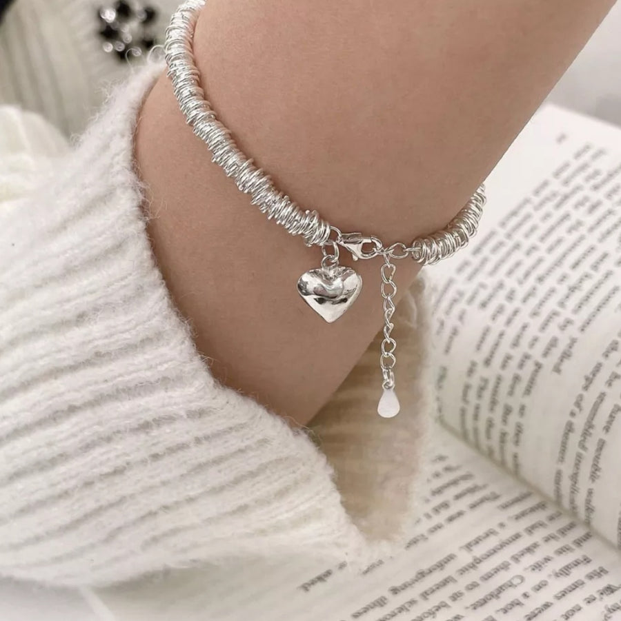 925 Giselle Multi Rings Puff Heart Bracelet (BACKORDER)